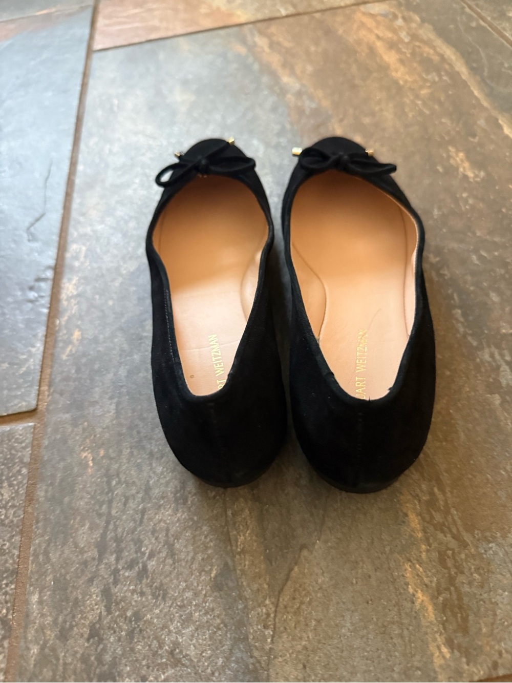 Stuart Weitzman Black Suede Bow Flats - Picture 3 of 6